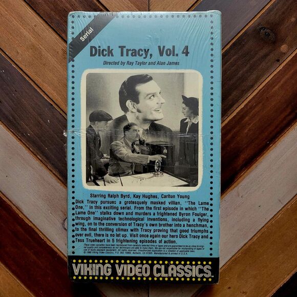 Dick Tracy Vol 4 (VHS 1985) Ralph Byrd "Lame One" 5 Episodes Viking Video New - Picture 2 of 2